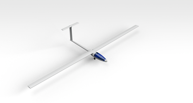 A rendered view of the final glider design