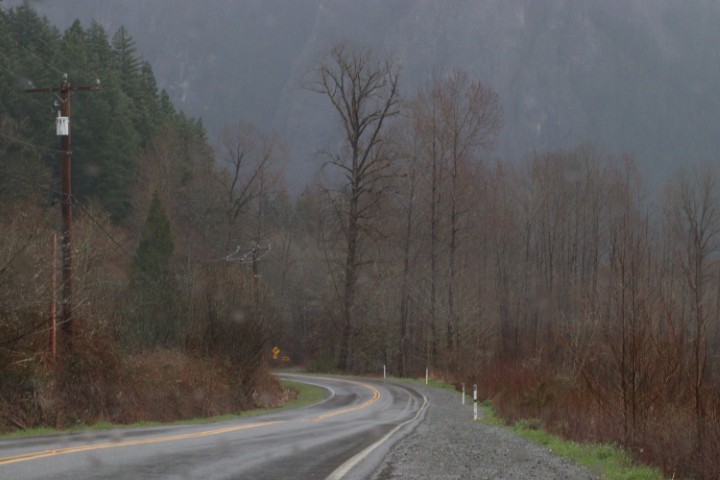 Rainy winding road