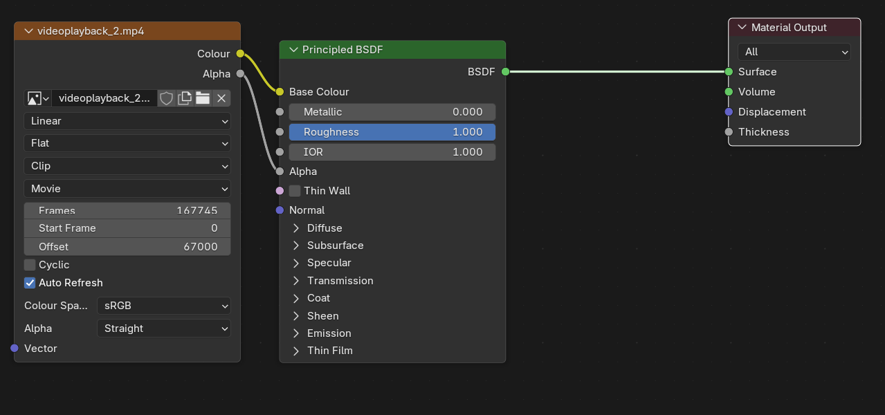 Blender video shading node setup